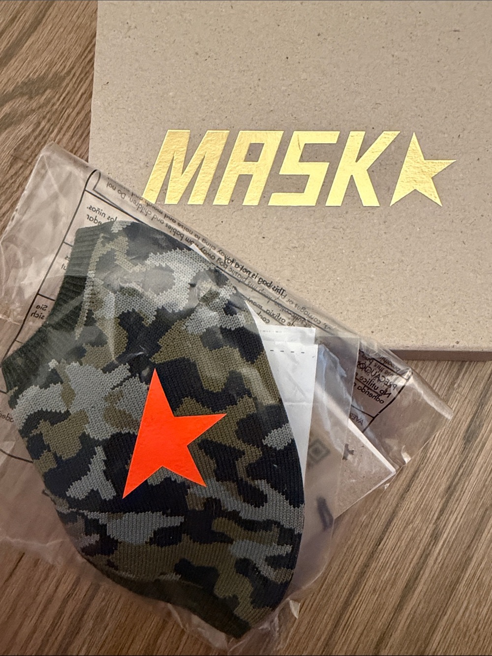 NIB - Golden Goose Camouflage/ Orange Star Mask O/S